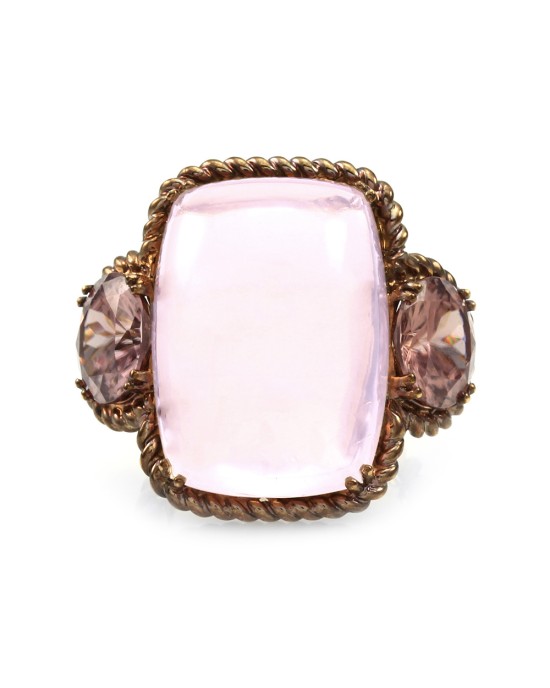 30.99ct Rose Quartz and 7.82ctw Pink Zircon Ring in 18K Rose Gold